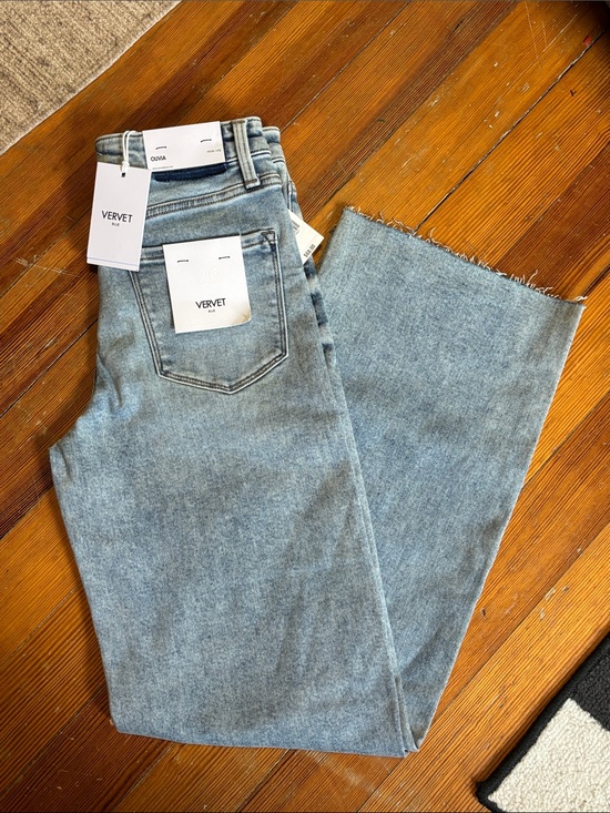 Vervet Denim - VERVET - Light Blue Wide Leg Distressed Jeans - Size 26